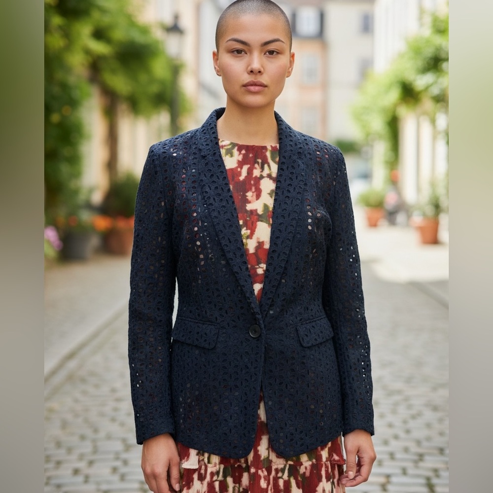DKNY Black Eyelet Blazer – Size 10 – NWT